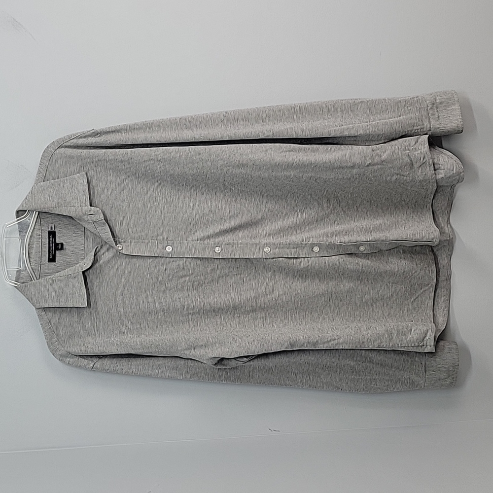 Banana Republic Grant Performance Knit Gray Button Down Shirt